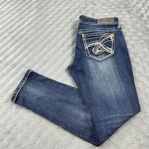 Hydraulic Jeans Womens 5/6 Blue Denim Bailey Crop Skinny Distressed Western 90s